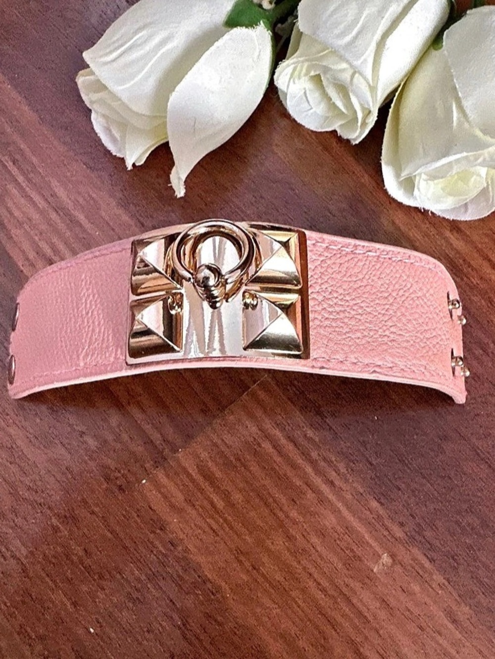 Pink Gold-Tone Buckle Belt
